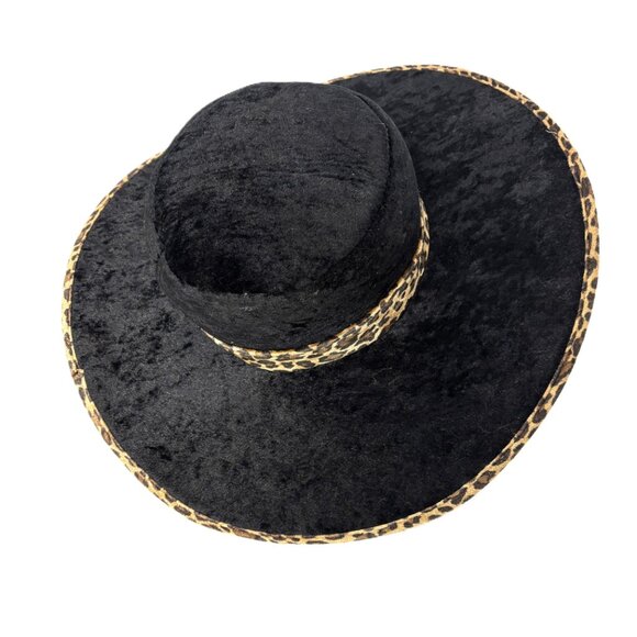 70’s Style Blk Panne Velvet Pimp Big Daddy Hat Vtg - Picture 5 of 12